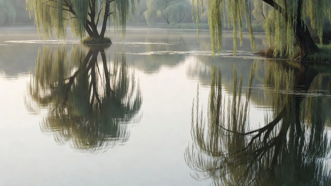 静水に映る柳